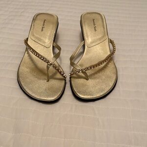 Amanda Smith Gold Sandals with Rhinestone Accents
